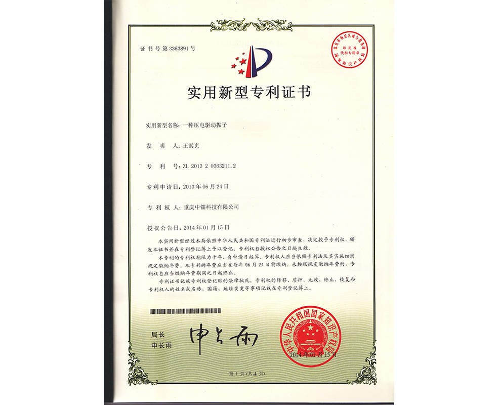 一種壓電驅(qū)動(dòng)振子ZL201320363211.2